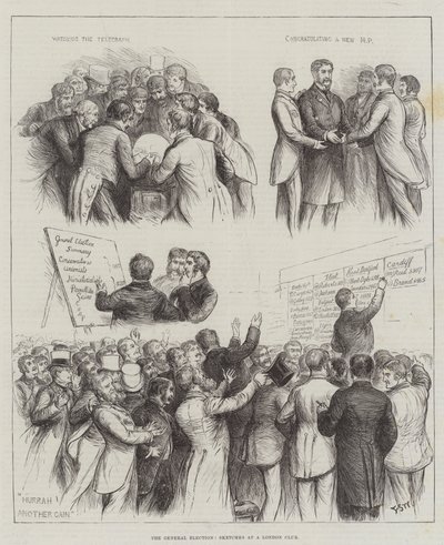 The General Election, Sketches at a London Club by Francis S. Walker